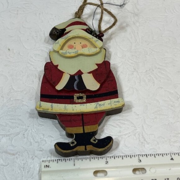 Wooden Christmas Santa Holiday Hanging Tree Ornament 5.5" - Picture 8 of 9
